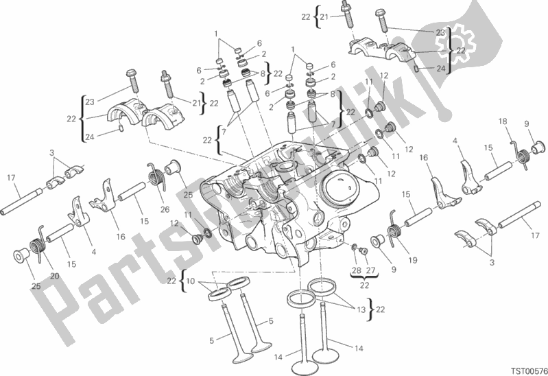All parts for the Vertical Head of the Ducati Diavel Xdiavel S Thailand 1260 2019